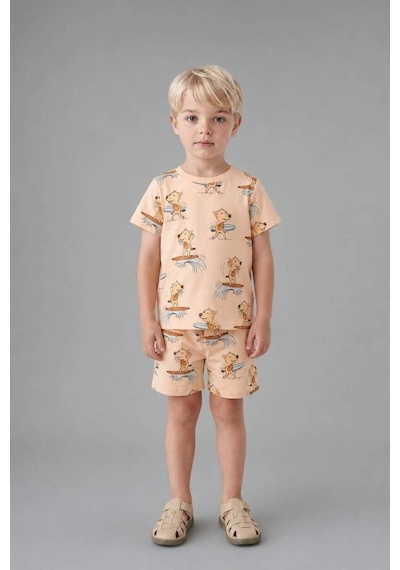 Defacto Hayvan Baskılı 2li Somon Pijama Takımı Erkek Bebek H8212a526hsog322 Turuncu-og322