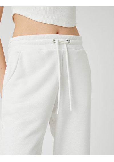 Koton Jogger Eşofman Altı Cep Detaylı Paçası Beli Lastikli Ekru 3sal40081ık Ekru