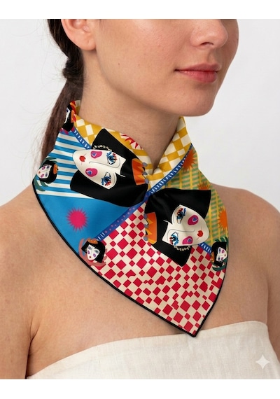 Tarzını Seç Lacivert Queen Fular / Bandana / Aksesuar 48x48 Cm