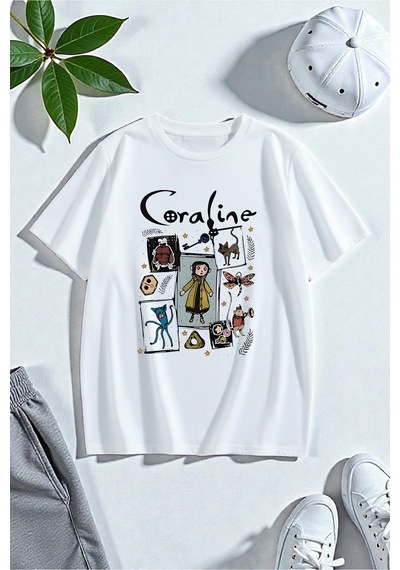 Uyguntarz Unisex Carolıne Baskılı Tasarım Tshirt Beyaz