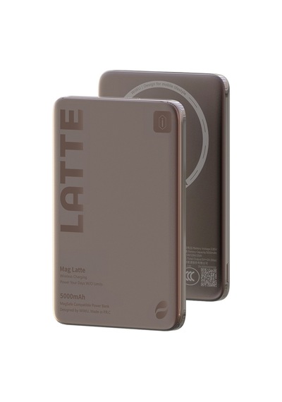 Wiwu Wi-p085 Magpearl Serisi Ultra İnce Wireless Kablosuz Powerbank 5000mah 15w Kahverengi