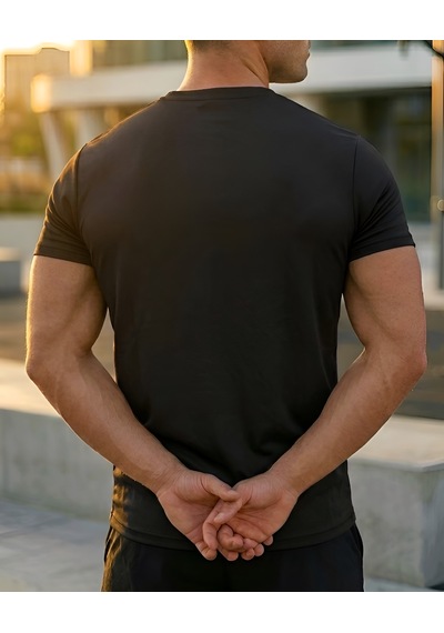 Sapeur Erkek Spor Tişört- Slim Fit Antrenman Üstü Siyah