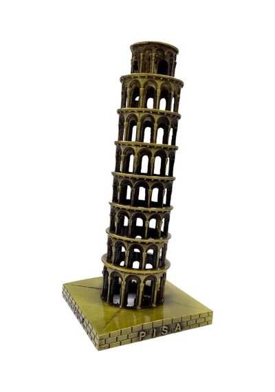Vintage Metal İtalya Pisa Kulesi Biblo Antik Bronz 16 Cm