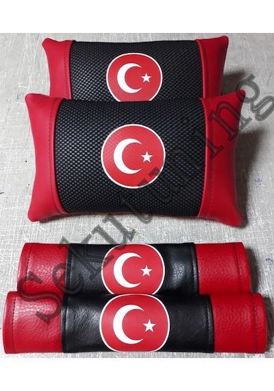 Türk Bayrağı Deri Boyun Yastığı Ve Deri Kemer Konforu Set (298840271)