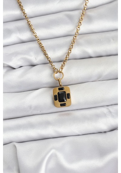 316l Çelik Zincir Gold Renk Vintage Model Kadın Kolye Çok Renkli