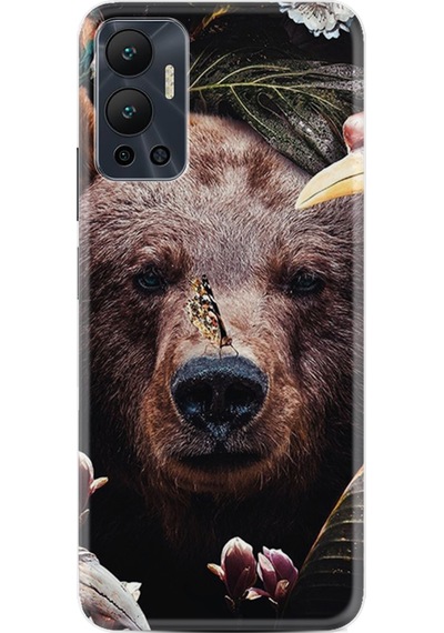 Infinix Hot 12 Kılıf Resimli Desenli Baskılı Silikon Flowers Bear 1337