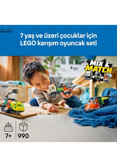 LEGO® City Uçak, Servis Kamyonu ve Hoverkraft Karışımı 60505 -7 Yaş ve Üzeri Çocuklar İçin Yaratıcı Oyuncak Yapım Seti (990 Parça)