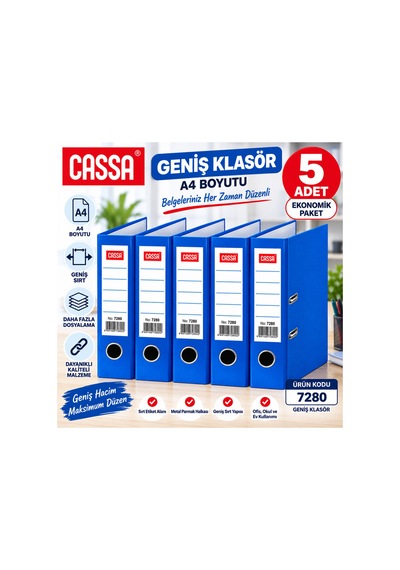 Mavi Geniş Klasör A4 5 Li Set