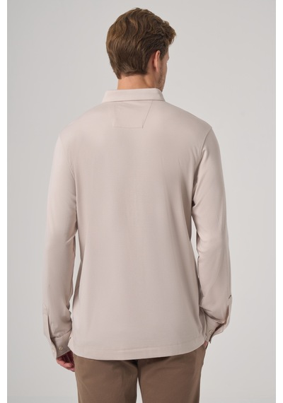 Morven Erkek Taş Trend Polo Yaka Rayon Sweatshirt 26ks063004870 Taş