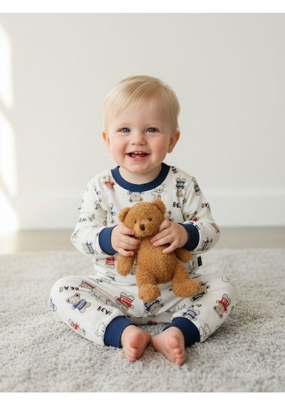 Zekids Erkek Çocuk Ayıcık Desenli Pamuklu Pijama Takım 6-9 Ay 9 Yaş Aralığı -16845 Renklı Zekids Erkek Çocuk Ayıcık Desenli Pamuklu Pijama Takım 6-9 Ay 9 Yaş Aralığı -16845 Renklı