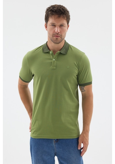 Yeşil Polo Yaka Pike Kısa Kol Slim Fit %100 Pamuk Tişört 1011260171 Fıstık Yeşili