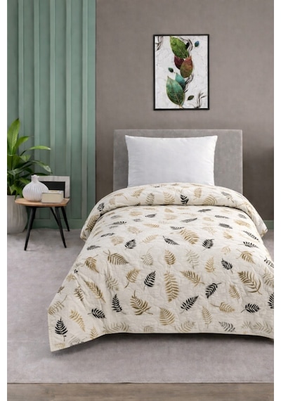 Tek Kişilik Pike Yatak Örtüsü %100 Pamuk 170x230 Bej - Krem
