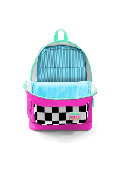 Coral High Kids Pembe Dama Desenli Usb Şarjlı Kulaklık Çıkışlı Okul Çantası