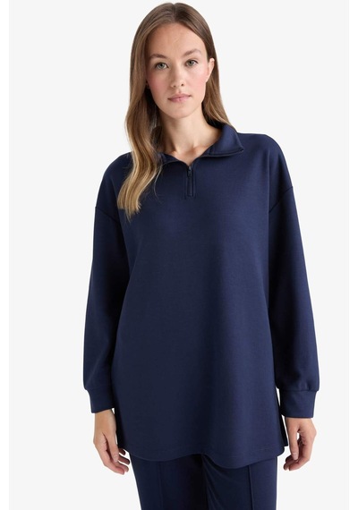 Defacto Regular Fit Fermuarlı Yaka Uzun Kollu Tunik F5771ax25aunv31 Lacivert