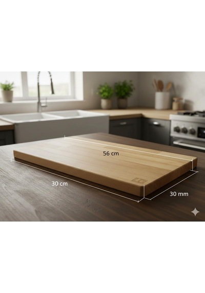 Tr Xxl Profesyonel Kesme Tahtası Masif Kayın Ağacı 56x30 Cm 3cm Kalınlık Çift Taraflı Doğrama, Et Steak Genel