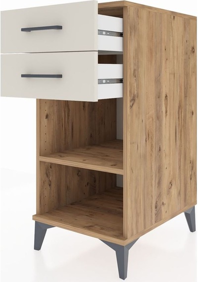 Kronos Komodin Tek Raflı 2 Çekmeceli 44x59x96 Çam-aytaşı Çam