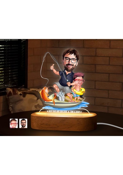 Bk Gift Kişiye Özel Baba-oğul Karikatürlü Dekoratif 3d Biblo Led Işıklı Gece Lambası-12, Babaya Hediye, Babalar Günü Hediyeleri Kobitmeyen138264 Bk Gi
