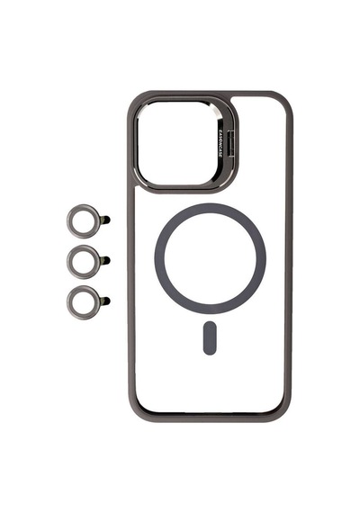 Apple Uyumlu iPhone 15 Pro Magsafe Wireless Şarj Özellikli Standlı Zore Klon Lmbd li Kılıf gr