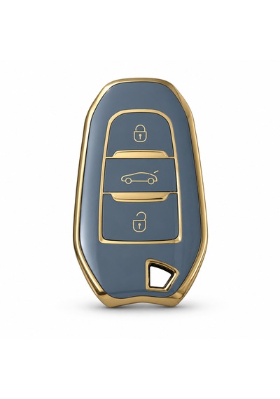 Autohan Keys Peugeot Anahtar Koruma Kılıfı, Gri-altın Renk, Nano Kaplama, 208 308 508 2008 3008 5008 Rifter Modelleri İçin, Sustasız