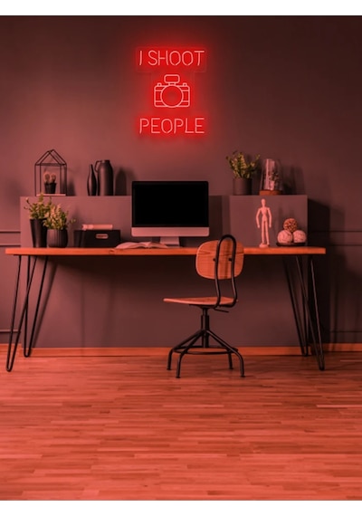 I Shoot People Yazılı Ve Şekilli Neon Tabela Kırmızı