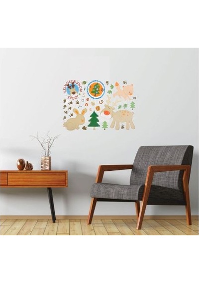 Duvar Süsü Sticker 2 Adet Ormanlı Desenli Pvc 48x33x0,5cm