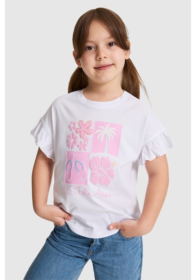 U.S. Polo Assn. Kız Çocuk Beyaz Tişört 50325654-vr013