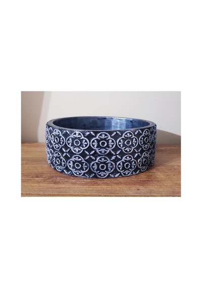Beton Saksı Sukulent Bonzai Teraryum Arajman Çiçek Saksısı 18x7cm Bitki Hariç Siyah -gümüş