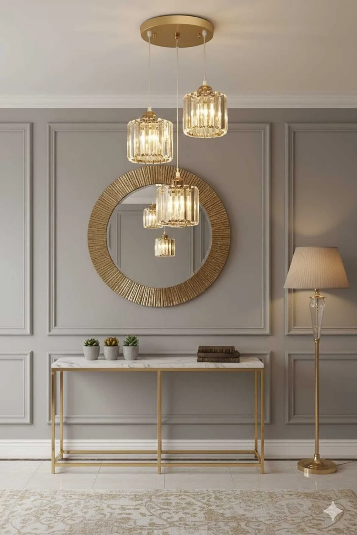 Bohem Aydınlatma Kristal Cam Taşlı 3'lü Modern Avize Beyaz Gold