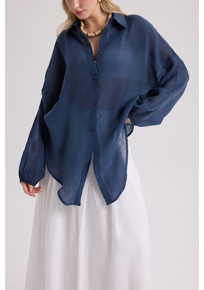 Mai Collection Mai Studios Co. Lyra Oversize Lacivert Gömlek Lacıvert