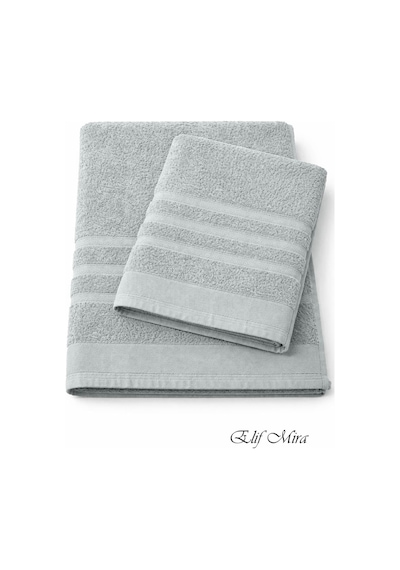 2 Parça Banyo Havlusu Seti Pamuklu Sude 70x140 + 50x85 Cm Gri