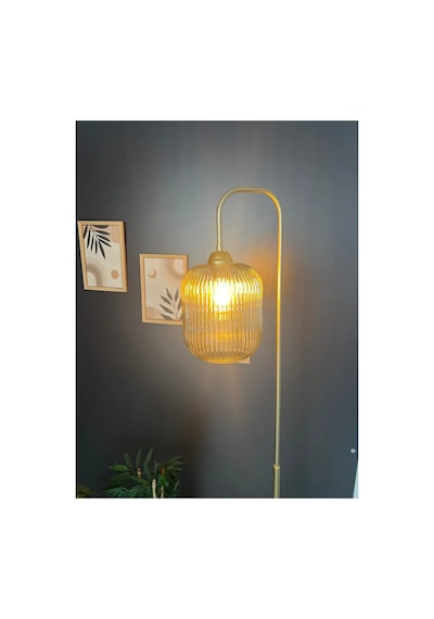 Luster Sarı Lambader Metal Go Vde U Fleme Camlı Dekoratif Metal Tasarım S Ik Yerden Aydınlatma