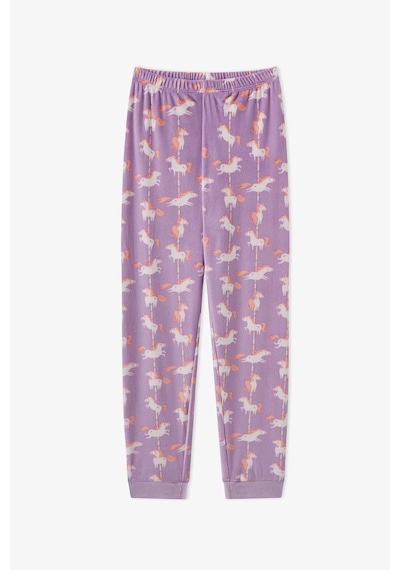 Penti Kız Çocuk Lila Unicorn Carousel Tef Uzun Kollu Pijama Takımı