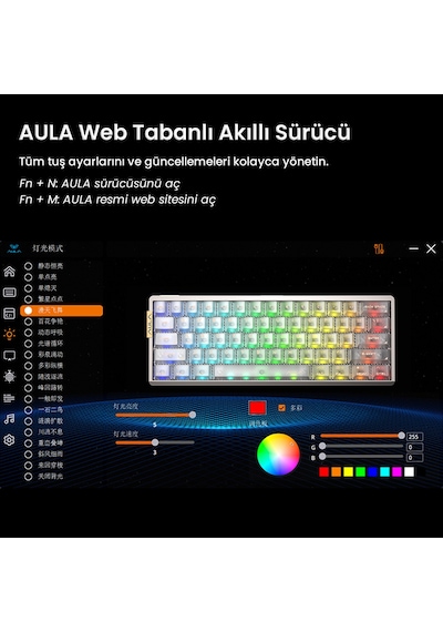Aula Ag60 Pro Alüminyum Manyetik Klavye Hall Effect Aether Switch 8000hz Rgb Tkl Hot Swap Oyuncu Klavyesi Şeffaf