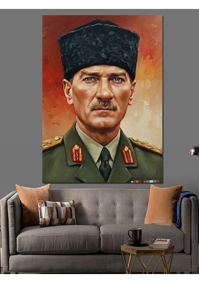 Mustafa Kemal Atatürk Portre Dekoratif Kanvas - Mdf Ahşap Tablo