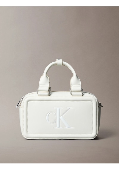 Calvin Klein Bold Ck Bauletto Kadın Krem Çapraz Çanta-12234 Krem