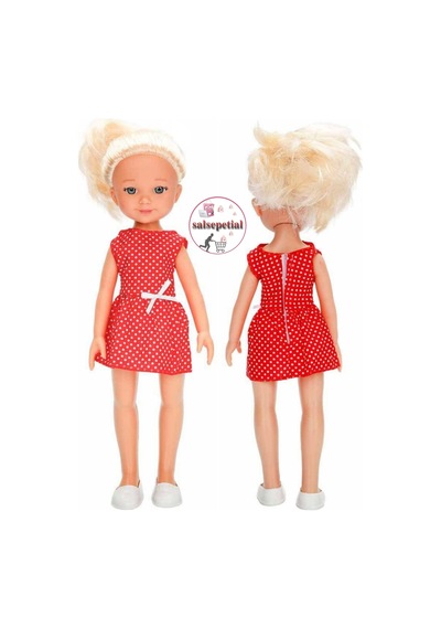 Büyük Boy Et Bebek 35cm Mina Kırmızı Puantiyeli Elbiseli Bebek Gerçekçi Mina Model Bebek 35cm