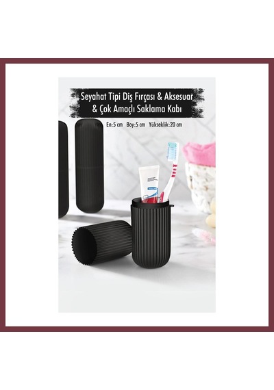 Storeşahin Siyah Seyahat Tipi Diş Fırçası & Aksesuar Kutusu & Çok Amaçlı Saklama Kabı Shn0720