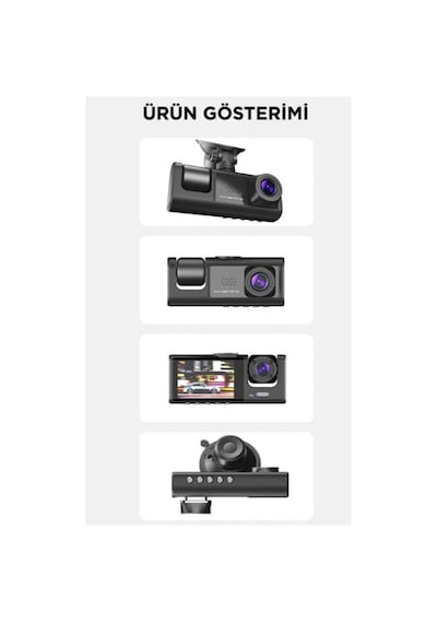Vothoon Araç İçi 1080p 3 Kameralı Lcd Ekranlı Gece Görüşlü , G-sensör , Geri Görüş Kamera