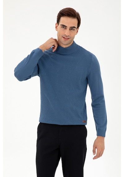 U.S. Polo Assn. Erkek Slim Fit Yarım Balıkçı Yaka Saks Kazak 50297038-VR032