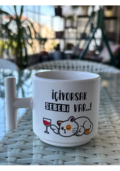 İçiyorsak Sebebi Var.. Yazılı Seramik Kupa Komik Bardak 7 Cm Çok Renkli