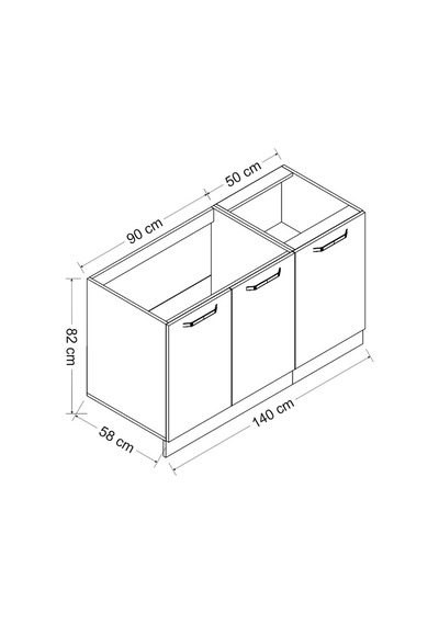 Minar 140 Cm Mutfak Dolabı Beyaz 140-B2-Alt Modül Beyaz