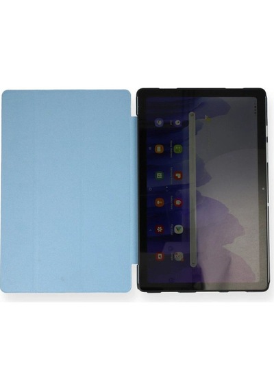 Samsung Galaxy Uyumlu T970 Tab S7 Plus 12.4 Kılıf Tablet Smart Kılıf - Mavi Klasik
