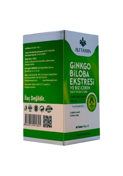 Alftamin Ginkgo Biloba Ve B12 İçeren Takviye 1100 Mg 60 Tablet