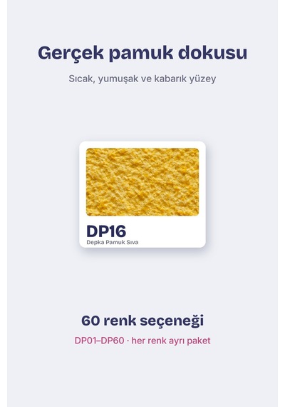 Depka Pamuk Sıva Dp16 2 Kg 7-8 M² İpek Sıva Alternatifi Isı Ve Ses Yalıtımlı Dekoratif Sıva