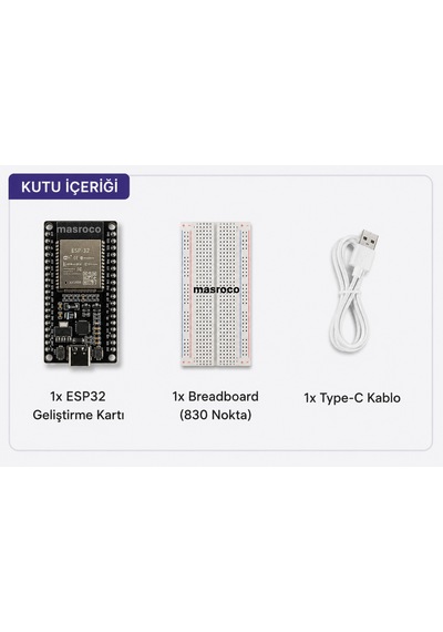 Esp32 Wifi + Bluetooth Geliştirme Kartı Type-c + Cp2102 Breadboard Ve Usb Kablo Dahil
