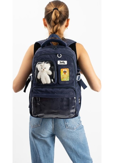Ventis Maskotlu Unisex Okul Çantası Lise Ortaokul Sırt Çantası 43 30 Cm Çok Cepli Vnt9-a Lacivert