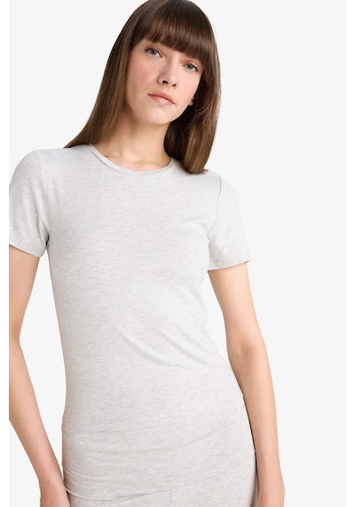 Defacto Bedene Oturan Kısa Kollu Tişört-fall İn Love Loungewear G0006ax25wngr93 Gri