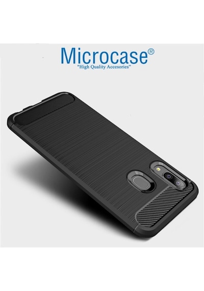 Microcase Samsung Uyumlu Galaxy M10S Brushed Carbon Kilif - Siyah 387489089