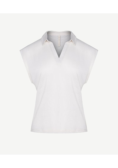 Yargıcı Polo Yaka Rahat Kalıp Tshirt Kırık Beyaz
