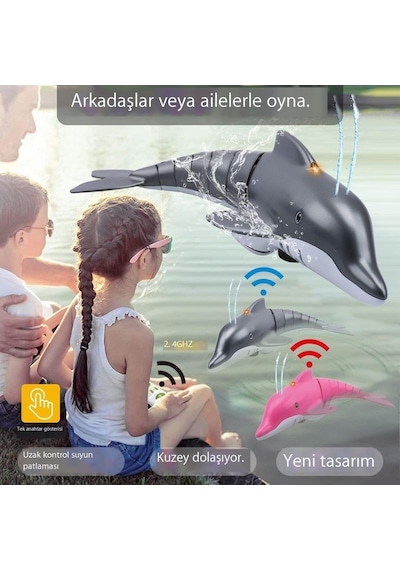 Rc Uzaktan Kumandalı Oyuncak Yüzen Yunus Balığı Su Püskürtebilir Karışık